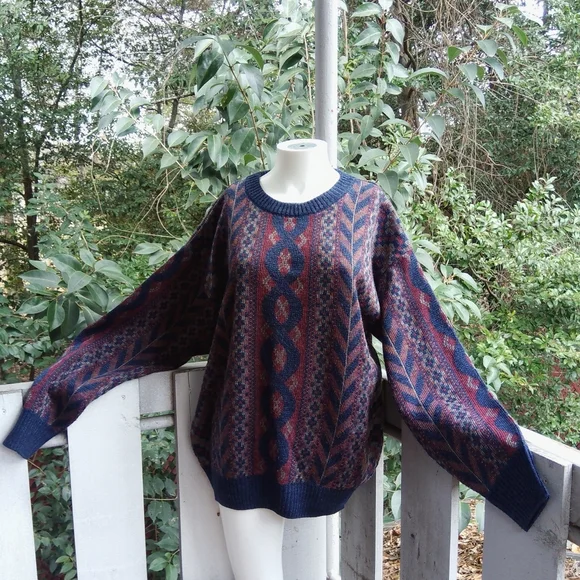 Vintage 80s Academia Preppy Retro Grandpa Pullover Crewneck Sweater - Picture 1 of 11